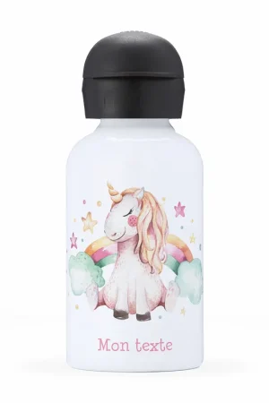 Gourde isotherme enfant personnalisée - Licorne arc-en-ciel Top Vente