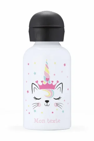 Authentique Gourde isotherme enfant personnalisée - Chat licorne