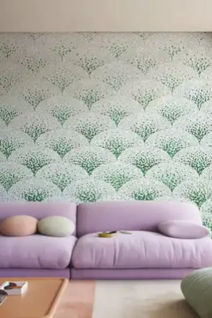 Achat Immédiat Papier peint mosaïque Art Déco - vert